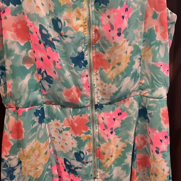 NWOT large fit and flare aqua and pink dress - Picture 9 of 10